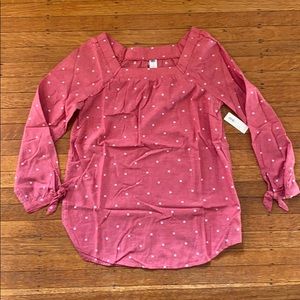 Old Navy Square Neck Top Blouse - Pink White Dot